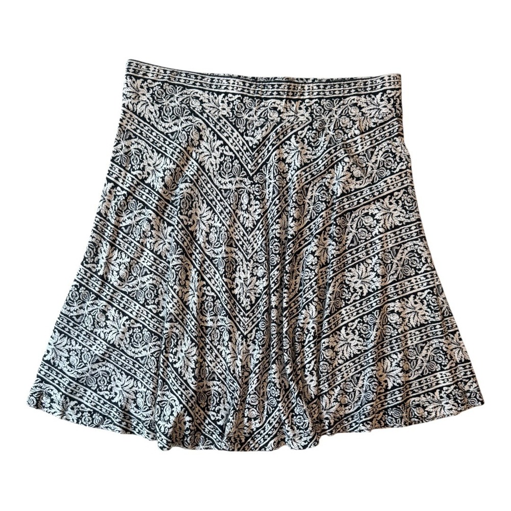 LOFT Black & White Print‎ Skirt A-Line Casual Career Lightweight Size Large